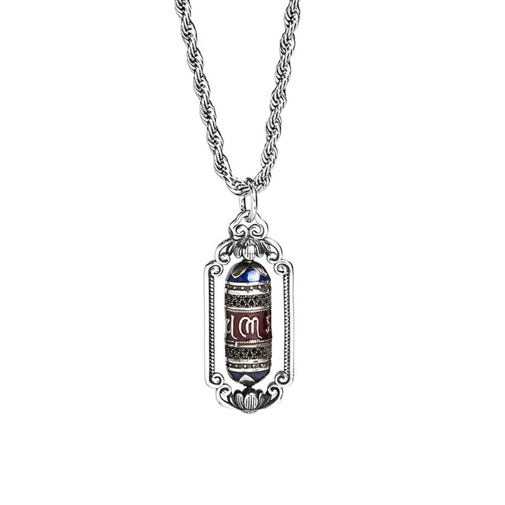Colgante de cobre con forma de rueda de oración Om Mani Padme Hum vintage con Buddha Stones y la suerte - image 5