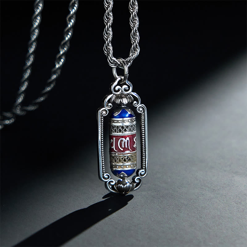 Colgante de cobre con forma de rueda de oración Om Mani Padme Hum vintage con Buddha Stones y la suerte - Cobre (Riqueza ♥ Suerte) - image 1