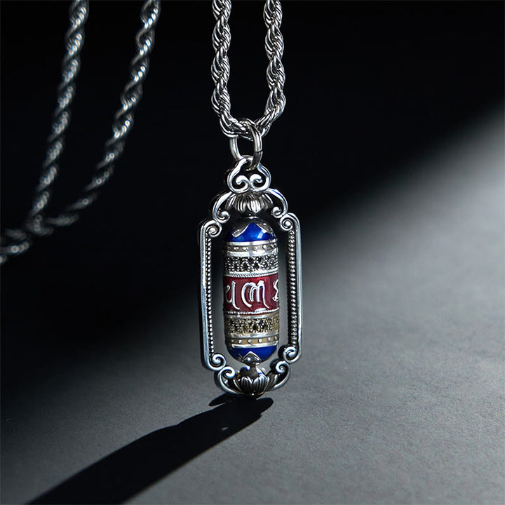 Colgante de cobre con forma de rueda de oración Om Mani Padme Hum vintage con Buddha Stones y la suerte - Cobre (Riqueza ♥ Suerte) - image 1