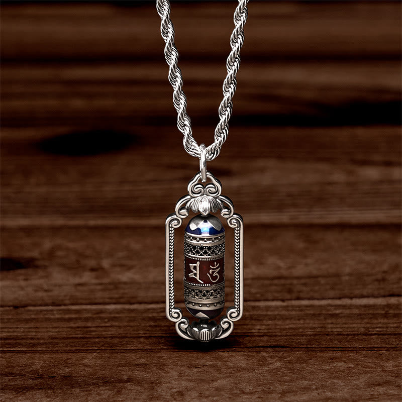 Colgante de cobre con forma de rueda de oración Om Mani Padme Hum vintage con Buddha Stones y la suerte - image 3