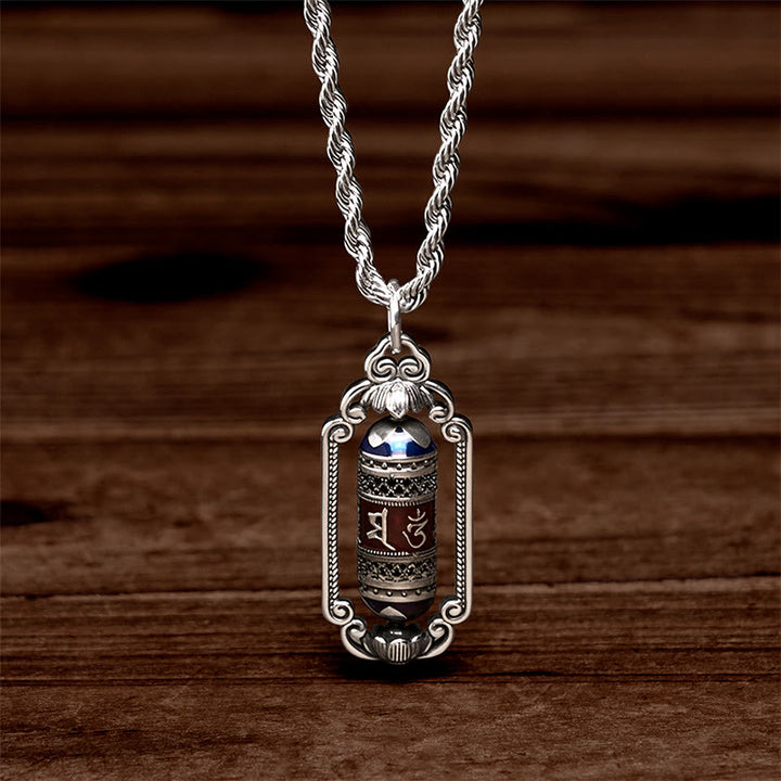 Colgante de cobre con forma de rueda de oración Om Mani Padme Hum vintage con Buddha Stones y la suerte - image 3