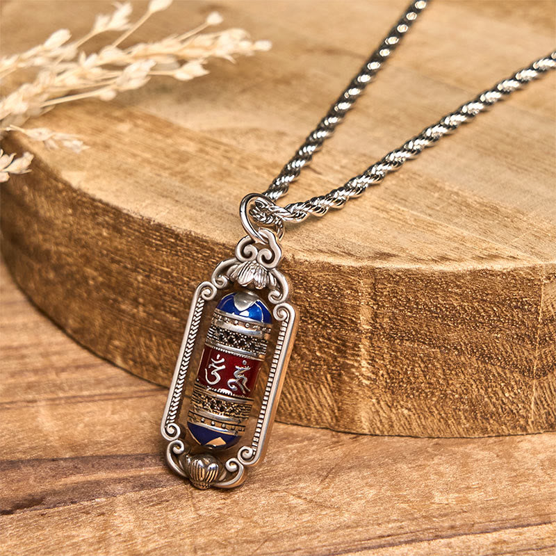 Colgante de cobre con forma de rueda de oración Om Mani Padme Hum vintage con Buddha Stones y la suerte - image 9