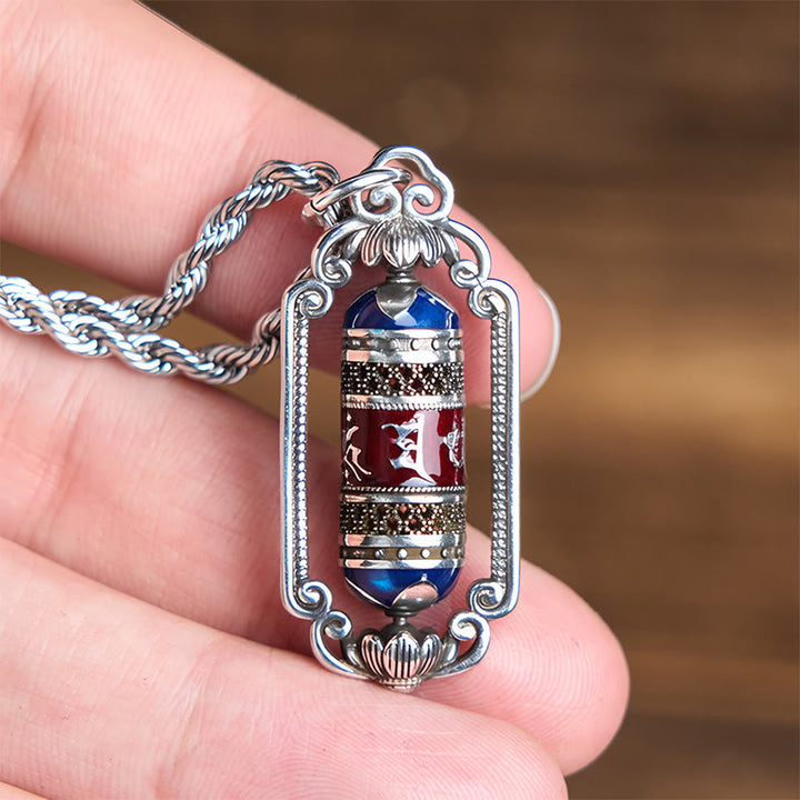 Colgante de cobre con forma de rueda de oración Om Mani Padme Hum vintage con Buddha Stones y la suerte - image 12