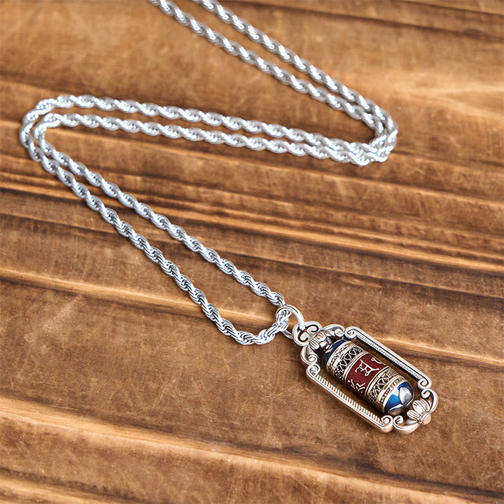 Colgante de cobre con forma de rueda de oración Om Mani Padme Hum vintage con Buddha Stones y la suerte - image 8