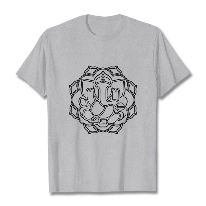 Camiseta de algodón con diseño de mandala y Buddha Stones, estampado de Ganesha - Gris claro - 2XL - image 20