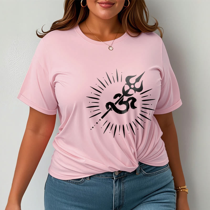 Camiseta informal de algodón con símbolo Om, tridente y líneas radiantes de Buddha Stones - image 14