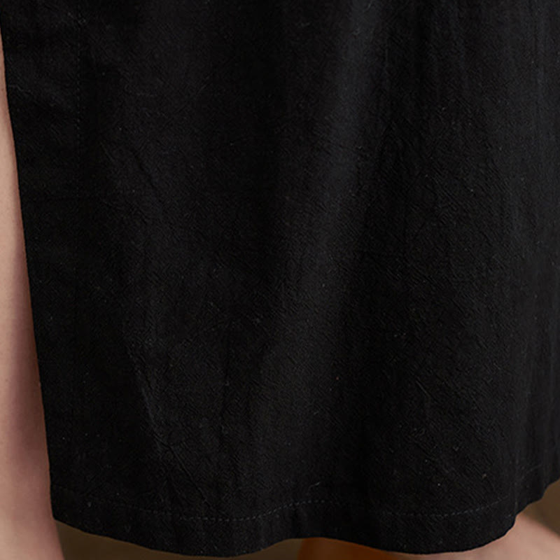 Vestido largo informal de lino y algodón con mangas largas y bolsillos, con estampado de Buddha Stones y diseño sencillo de otoño. - image 13
