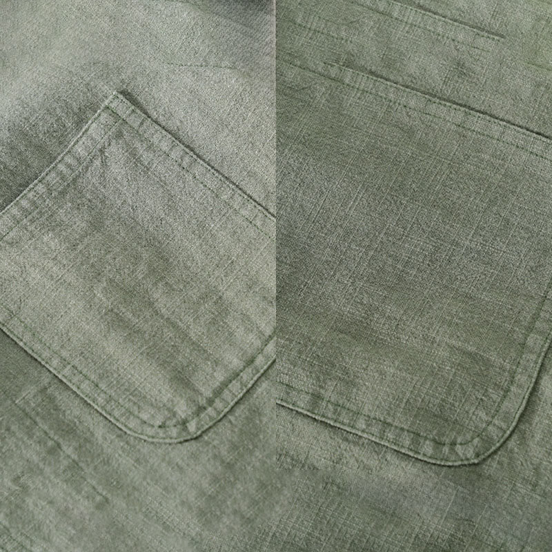 Camisa de manga larga de lino y algodón con botones lisos y bolsillos para hombre de Buddha Stones Commute - image 2