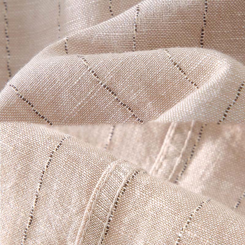 Camisa de manga larga de lino y algodón con estampado a rayas para hombre con traje Tang diario Buddha Stones - image 9