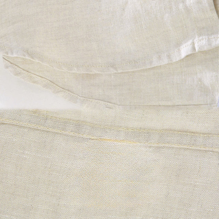 Camisa casual de lino de color puro de manga larga con bolsillo para hombre de Buddha Stones Spring - image 4