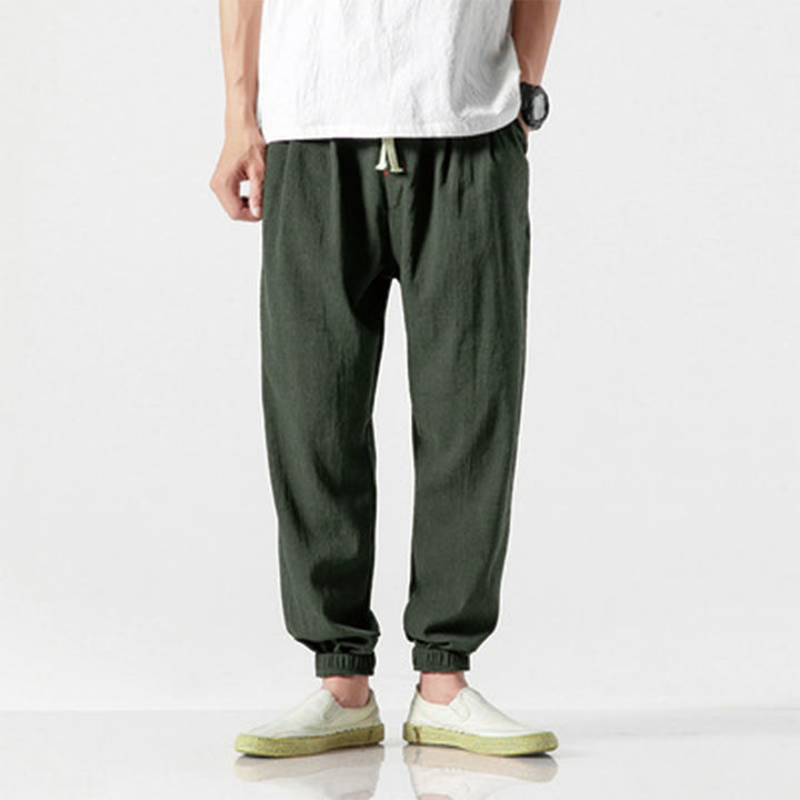 Pantalones de hombre con diseño de Buddha Stones y cordón ajustable con bolsillos - Verde oliva oscuro - US/UK/AU46, EU56 (5XL) - image 15