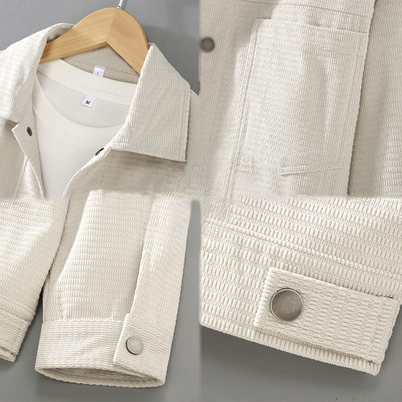 Chaqueta de manga larga para hombre con solapa y botones y bolsillos de Buddha Stones Commute - image 5