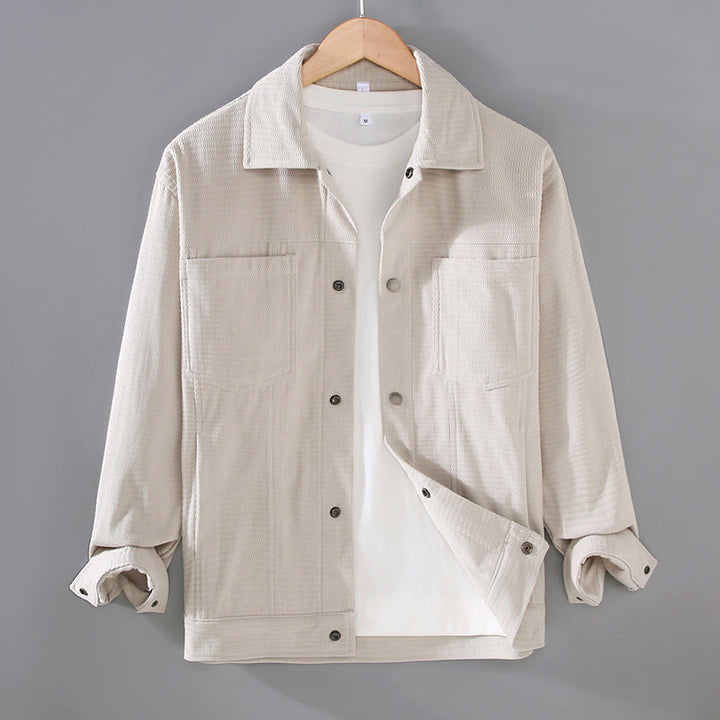 Chaqueta de manga larga para hombre con solapa y botones y bolsillos de Buddha Stones Commute - Beige - US/UK/AU42, EU52 (3XL) - image 0
