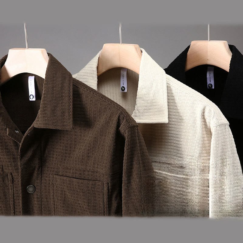 Chaqueta de manga larga para hombre con solapa y botones y bolsillos de Buddha Stones Commute - image 10