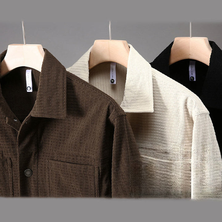 Chaqueta de manga larga para hombre con solapa y botones y bolsillos de Buddha Stones Commute - image 10