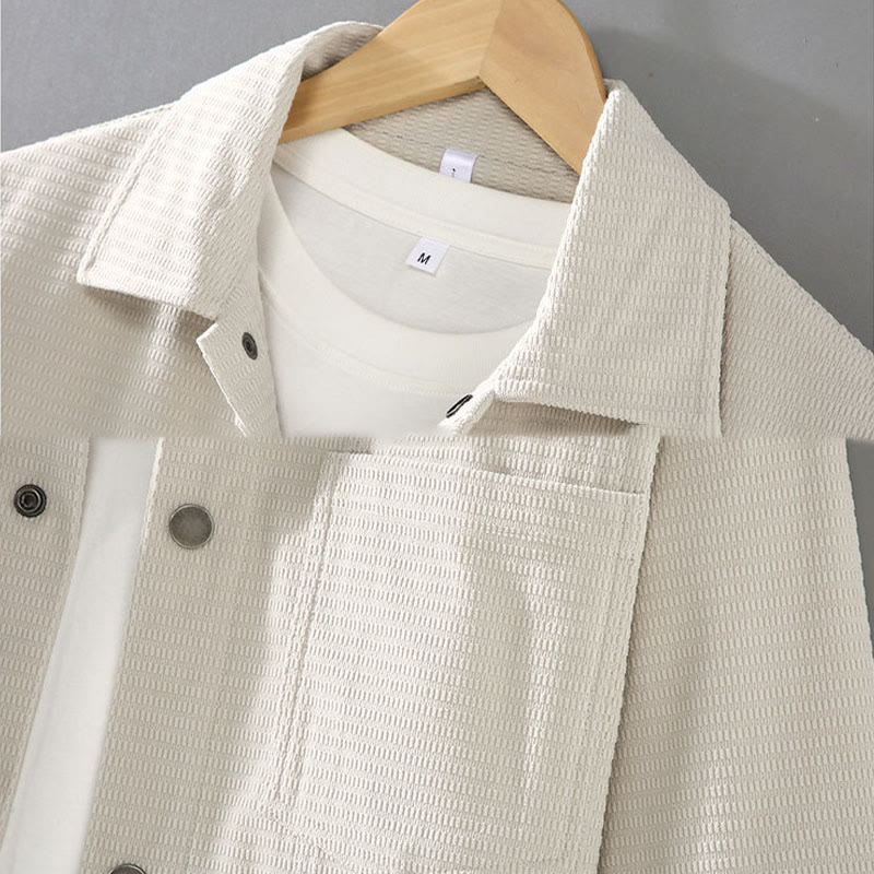 Chaqueta de manga larga para hombre con solapa y botones y bolsillos de Buddha Stones Commute - image 3