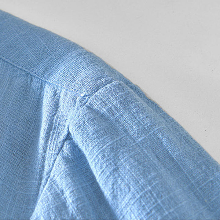 Chaqueta de lino y ramio de manga larga para hombre con diseño de botones sencillos y bolsillos de Buddha Stones Commute - image 22