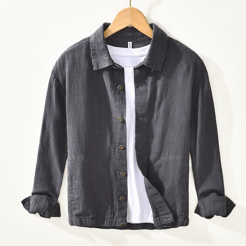 Chaqueta de lino y ramio de manga larga para hombre con diseño de botones sencillos y bolsillos de Buddha Stones Commute - Gris pizarra - US/UK/AU42, EU52 (3XL) - image 10