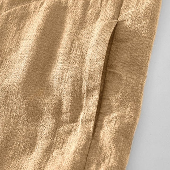 Chaqueta de lino y ramio de manga larga para hombre con diseño de botones sencillos y bolsillos de Buddha Stones Commute - image 2