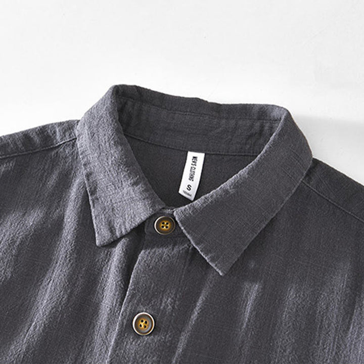 Chaqueta de lino y ramio de manga larga para hombre con diseño de botones sencillos y bolsillos de Buddha Stones Commute - image 12