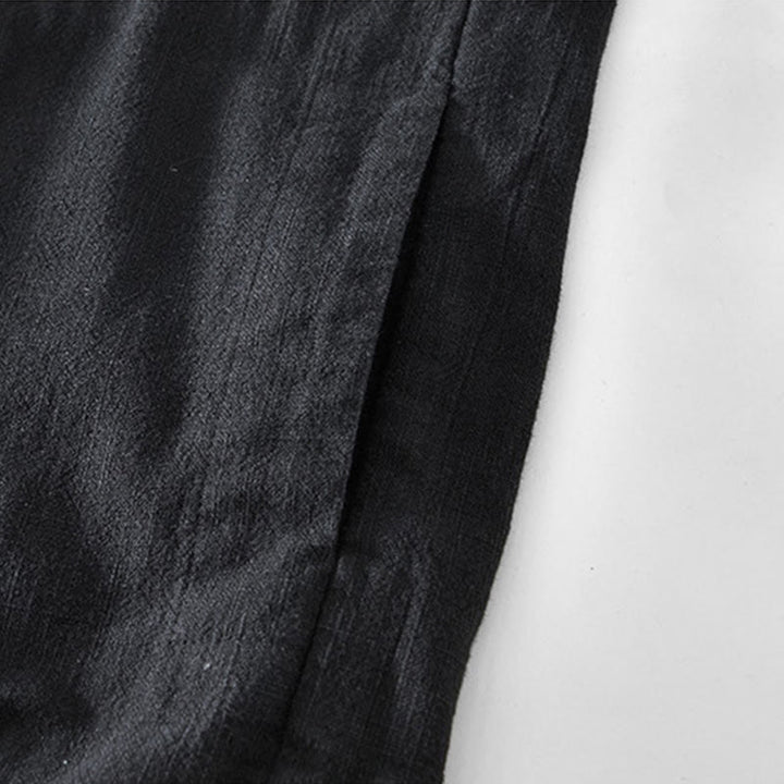 Chaqueta de lino y ramio de manga larga para hombre con diseño de botones sencillos y bolsillos de Buddha Stones Commute - image 8