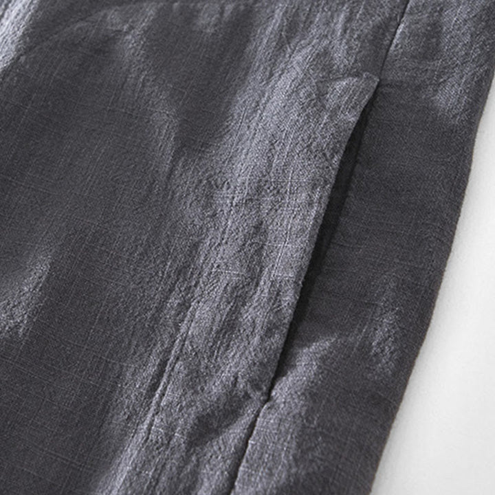 Chaqueta de lino y ramio de manga larga para hombre con diseño de botones sencillos y bolsillos de Buddha Stones Commute - image 16