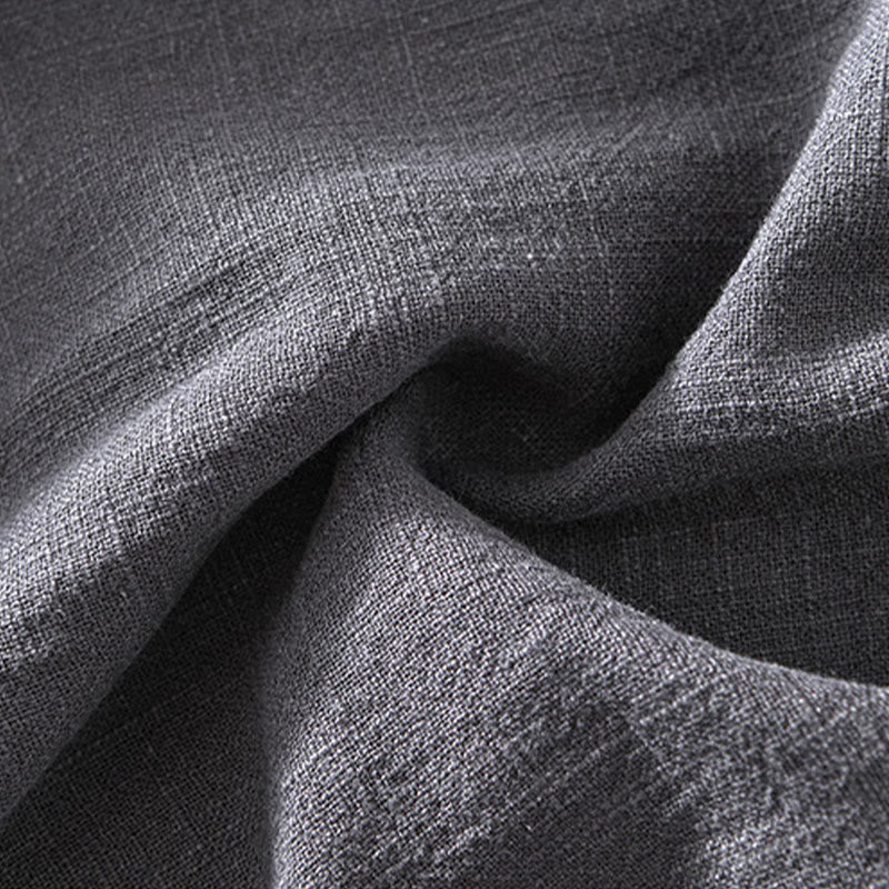 Chaqueta de lino y ramio de manga larga para hombre con diseño de botones sencillos y bolsillos de Buddha Stones Commute - image 15