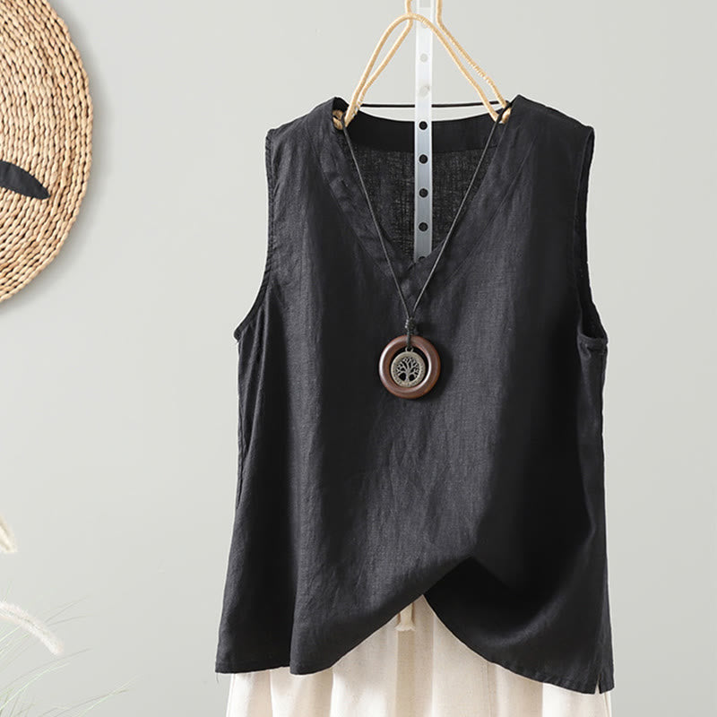 Chaleco vintage de verano con cuello en V y estampado de Buddha Stones para mujer - Negro - US8-10，UK/AU12-14，EU40-42 (2XL) - image 11