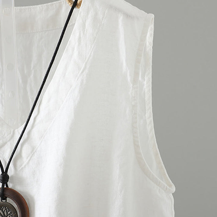 Chaleco vintage de verano con cuello en V y estampado de Buddha Stones para mujer - image 17