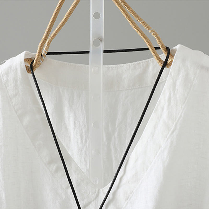 Chaleco vintage de verano con cuello en V y estampado de Buddha Stones para mujer - image 18