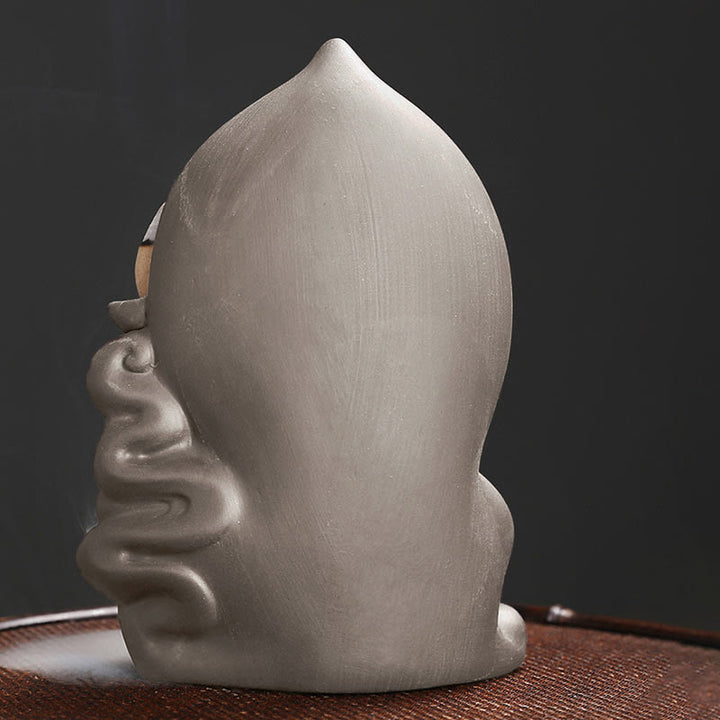 Buddha Stones Quemador de incienso con fuente de humo de reflujo curativo de loto de Buda Avalokitesvara tibetano - image 16
