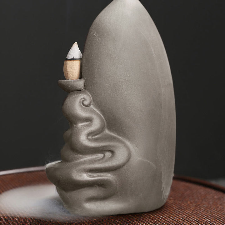 Buddha Stones Quemador de incienso con fuente de humo de reflujo curativo de loto de Buda Avalokitesvara tibetano - image 20