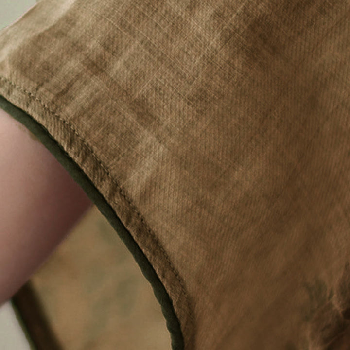 Camisa con botones de rana y estampado de flores moradas con Buddha Stones - image 5