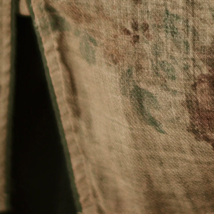 Camisa con botones de rana y estampado de flores moradas con Buddha Stones - image 6