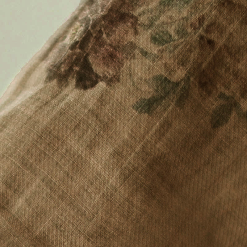 Camisa con botones de rana y estampado de flores moradas con Buddha Stones - image 10