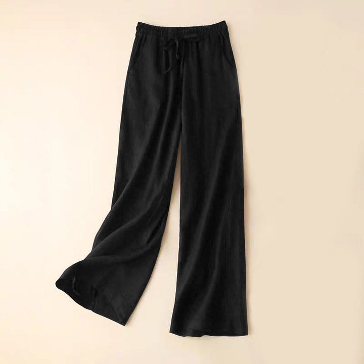 Pantalones casuales de cintura alta con cordones y pernera ancha con bolsillos de Buddha Stones - Negro - US12，UK/AU16，EU44 (XL) - image 16