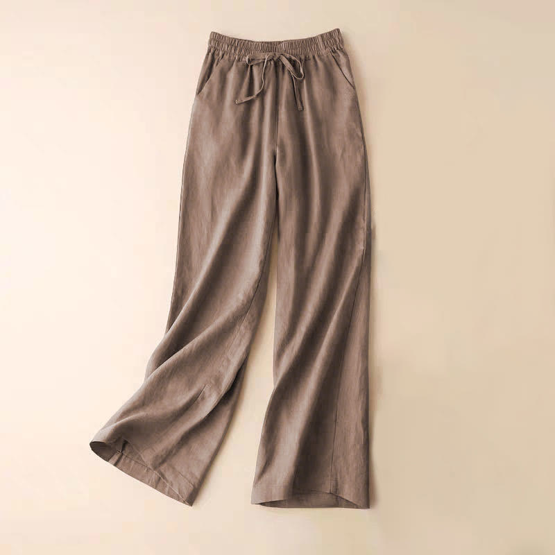 Pantalones casuales de cintura alta con cordones y pernera ancha con bolsillos de Buddha Stones - Broncearse - US12, UK/AU16, EU44 (3XL) - image 28