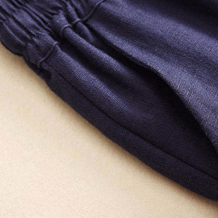 Pantalones casuales de cintura alta con cordones y pernera ancha con bolsillos de Buddha Stones - image 22