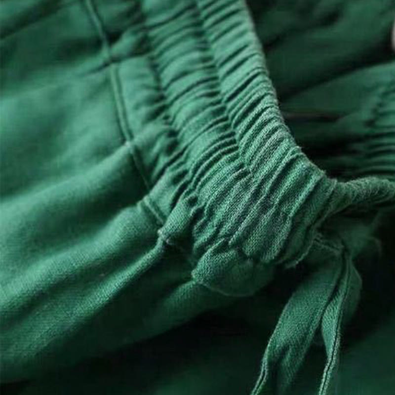 Pantalones casuales de cintura alta con cordones y pernera ancha con bolsillos de Buddha Stones - image 10