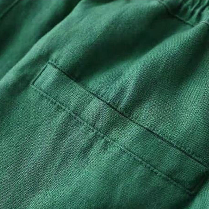 Pantalones casuales de cintura alta con cordones y pernera ancha con bolsillos de Buddha Stones - image 15