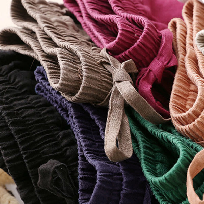 Pantalones casuales de cintura alta con cordones y pernera ancha con bolsillos de Buddha Stones - image 30