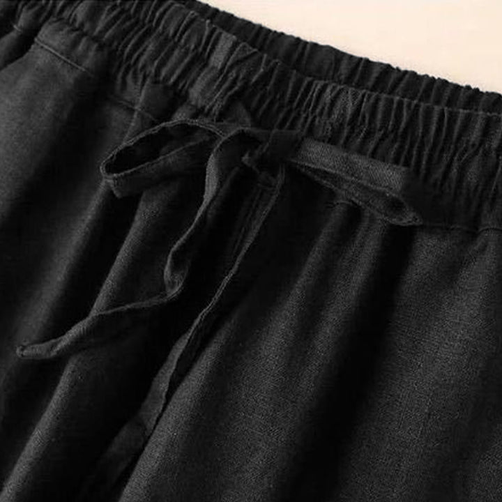Pantalones casuales de cintura alta con cordones y pernera ancha con bolsillos de Buddha Stones - image 19
