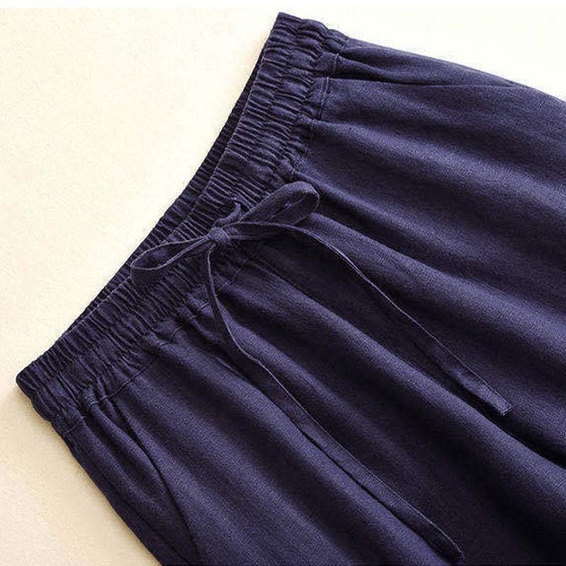 Pantalones casuales de cintura alta con cordones y pernera ancha con bolsillos de Buddha Stones - image 21