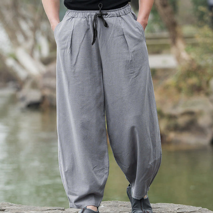 Pantalones bombachos casuales de lino con bolsillos para hombre de Buddha Stones - Gris - US/UK/AU44, UE54 (5XL) - image 11