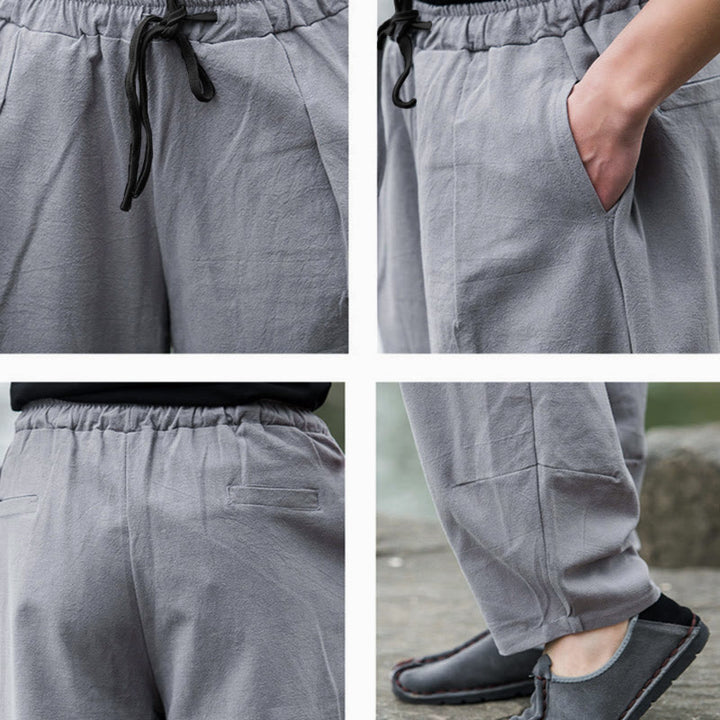 Pantalones bombachos casuales de lino con bolsillos para hombre de Buddha Stones - image 16