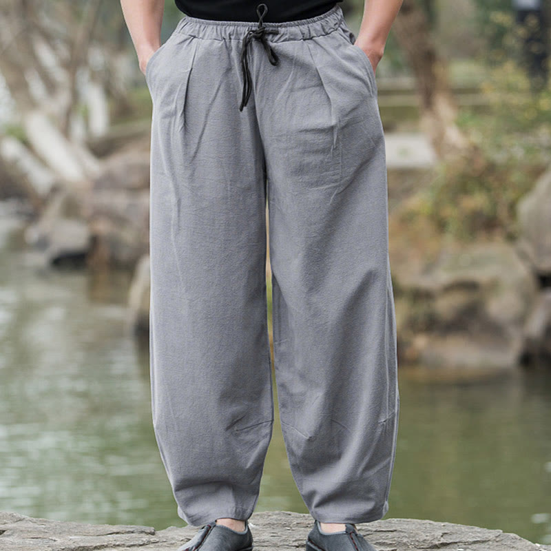 Pantalones bombachos casuales de lino con bolsillos para hombre de Buddha Stones - image 12