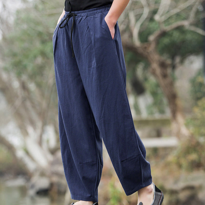 Pantalones bombachos casuales de lino con bolsillos para hombre de Buddha Stones - image 7