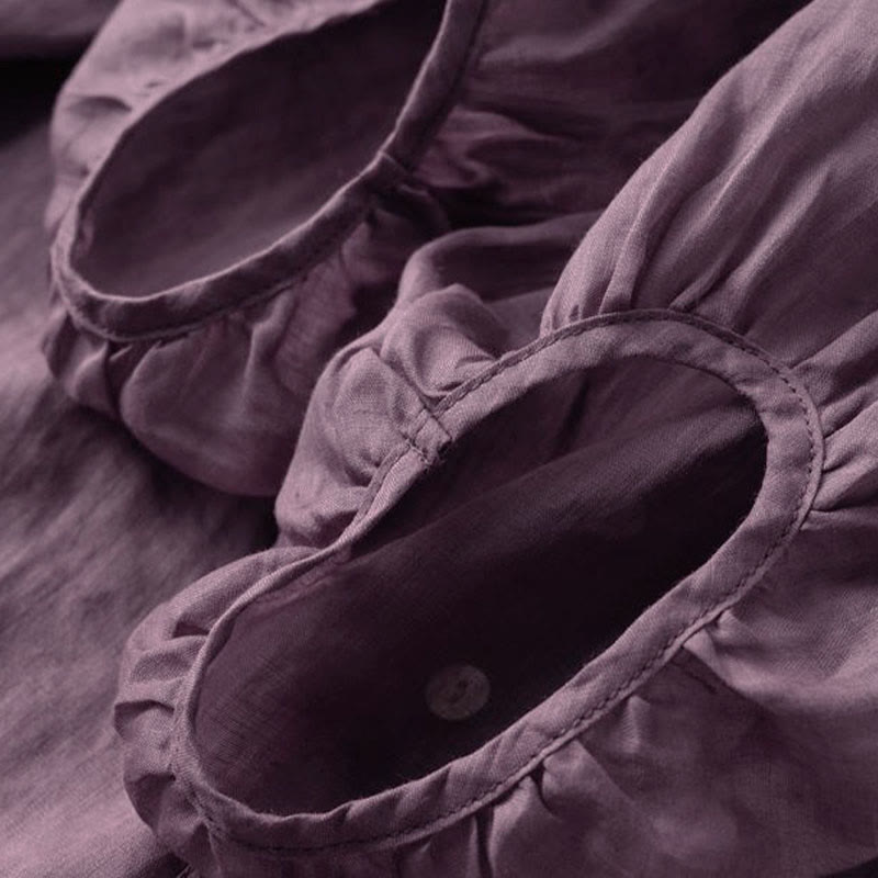 Camisa vintage con cuello en V y mangas abullonadas de tres cuartos para mujer con Buddha Stones - image 6