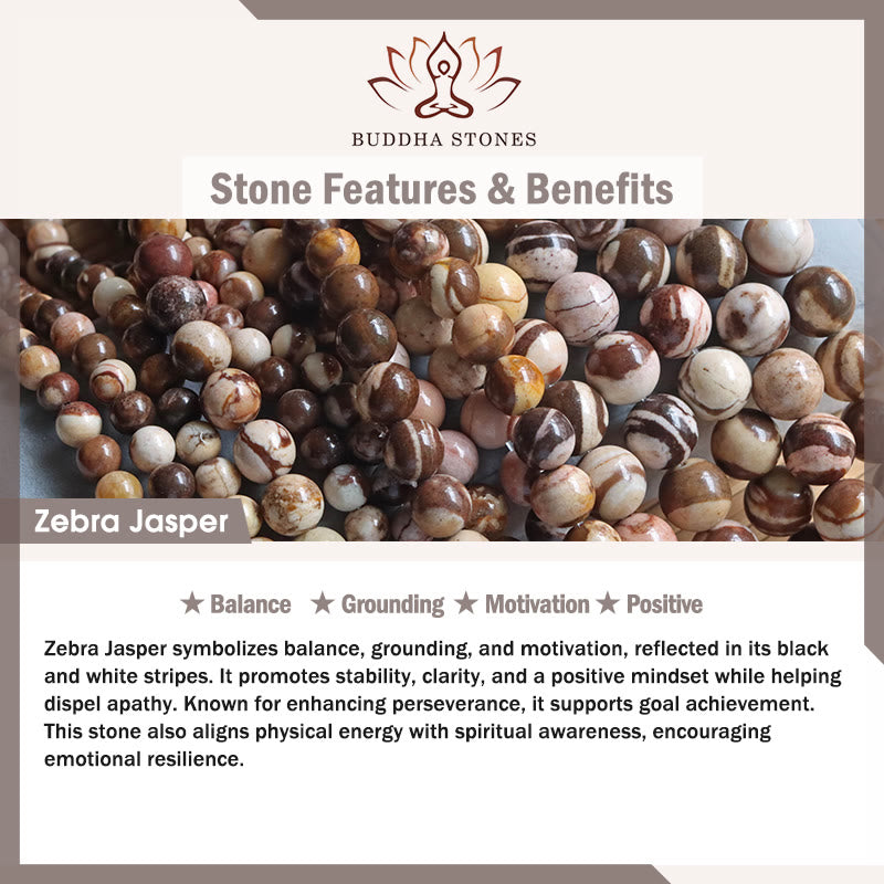 Pulsera positiva con cuentas de ágata y jaspe cebra de Buddha Stones - image 8