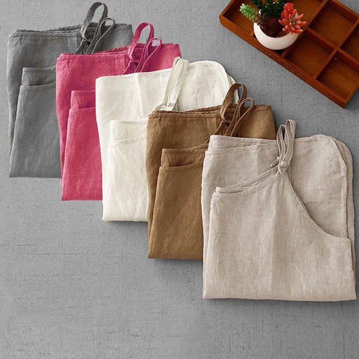 Chaleco de lino y algodón para mujer con diseño de correa ajustable y diseño de Buddha Stones de verano - image 35